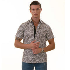 Black & White Paisley  Short Sleeve Button up Shirts - Tailored Slim - Horizon Bliss