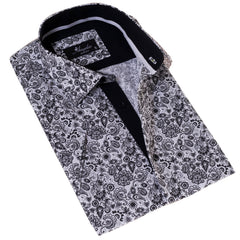 Black & White Paisley  Short Sleeve Button up Shirts - Tailored Slim - Horizon Bliss