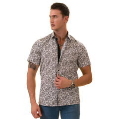 Black & White Paisley  Short Sleeve Button up Shirts - Tailored Slim - Horizon Bliss