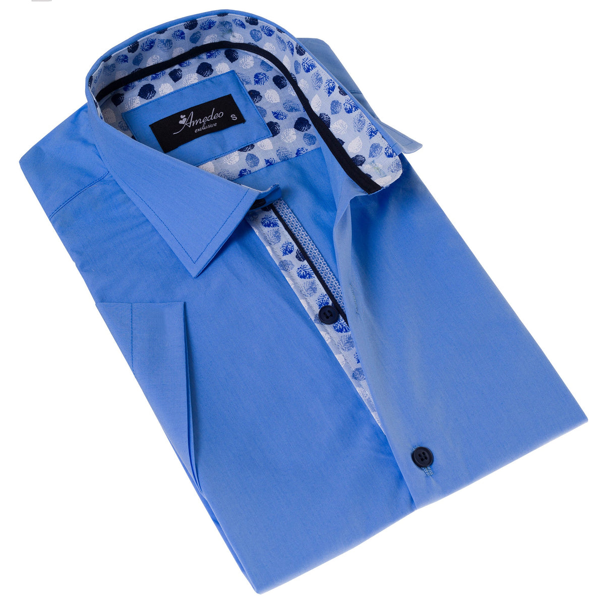 Blue inside different Paisley  Short Sleeve Button up Shirts - - Horizon Bliss