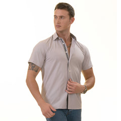 Light Purple Button Up Shirt | Short Sleeves Shirt - Tailored Slim Fit - Horizon Bliss