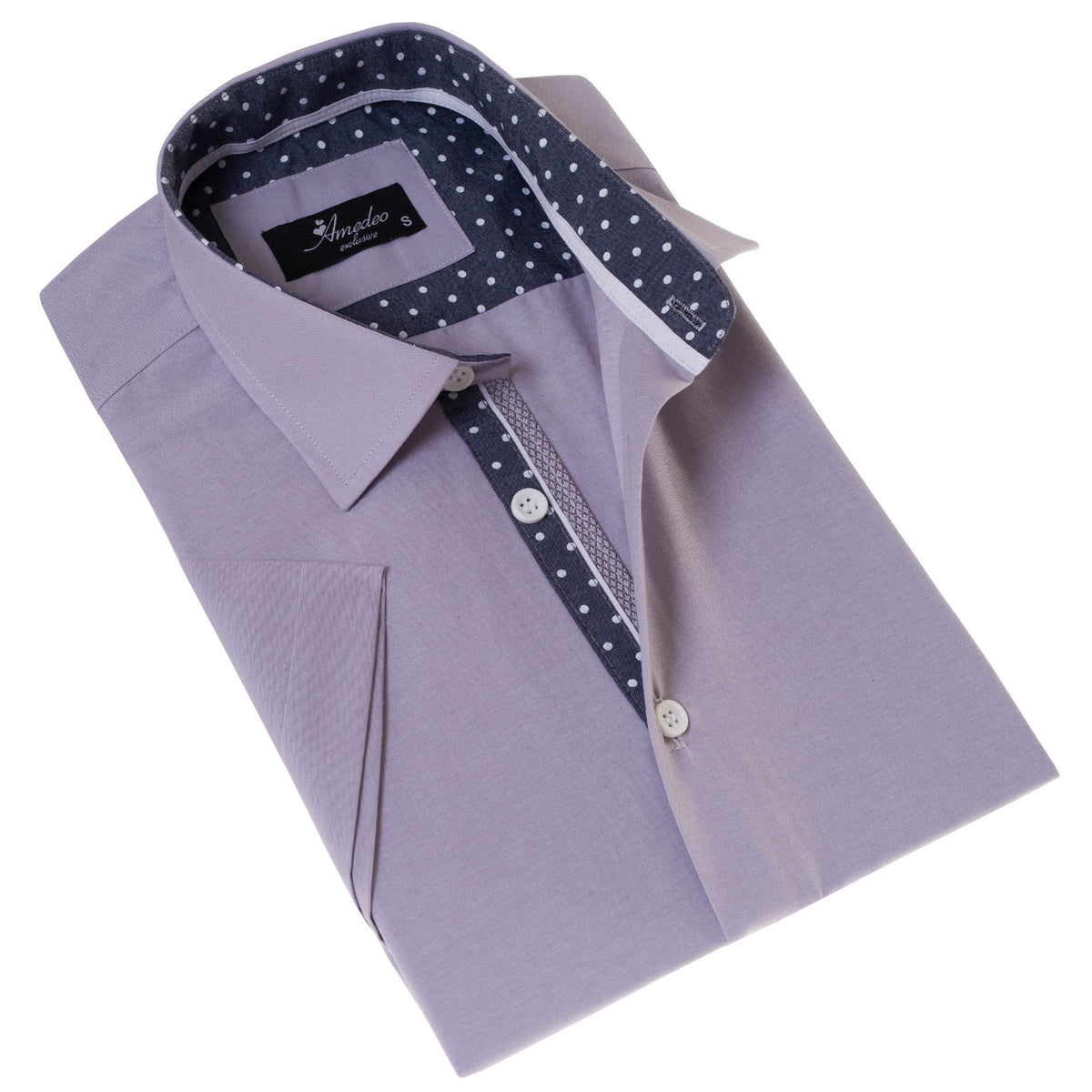 Light Purple Button Up Shirt | Short Sleeves Shirt - Tailored Slim Fit - Horizon Bliss