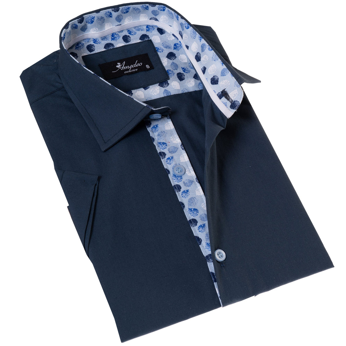 Petrol Blue Short Sleeve Button up Shirts - Tailored Slim Fit Cotton - Horizon Bliss