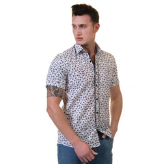 Black Dots Mens Short Sleeve Button up Shirts - Tailored Slim Fit - Horizon Bliss