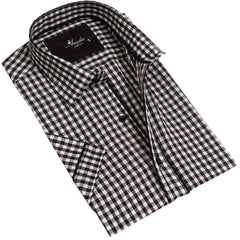 Black and White Mens Short Sleeve Button up Shirts - Tailored Slim Fit - Horizon Bliss