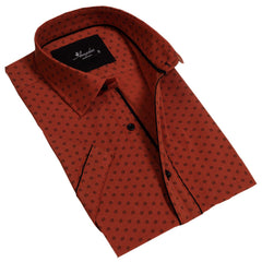 Orange / Reddish Mens Short Sleeve Button up Shirts - Tailored Slim - Horizon Bliss