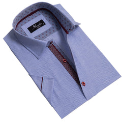 Mens Sky Blue Short Sleeve Button up Shirts - Tailored Slim Fit Cotton - Horizon Bliss