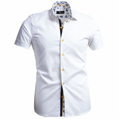 Mens Short Sleeve Button up Shirts - Tailored Slim Fit Cotton Dress - Horizon Bliss