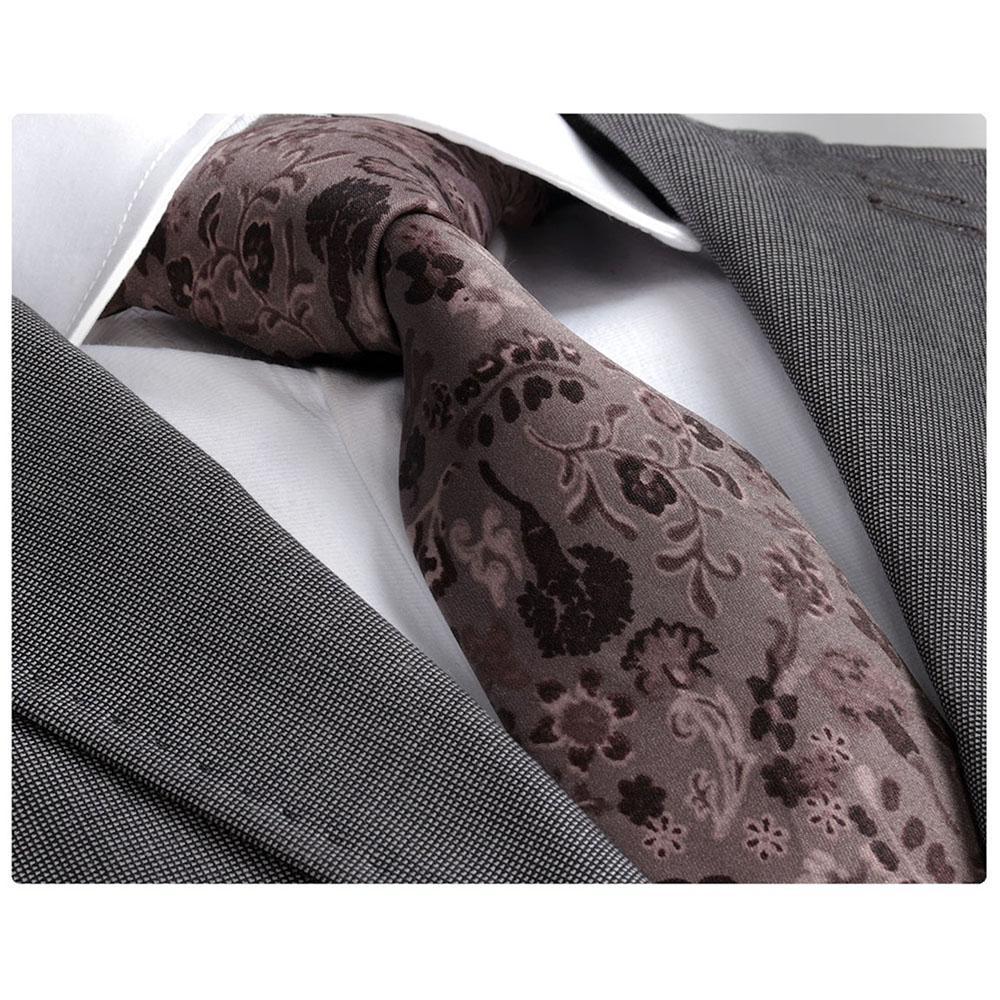 Men's Fashion Brown Paisley Neck Tie Gift box - Horizon Bliss