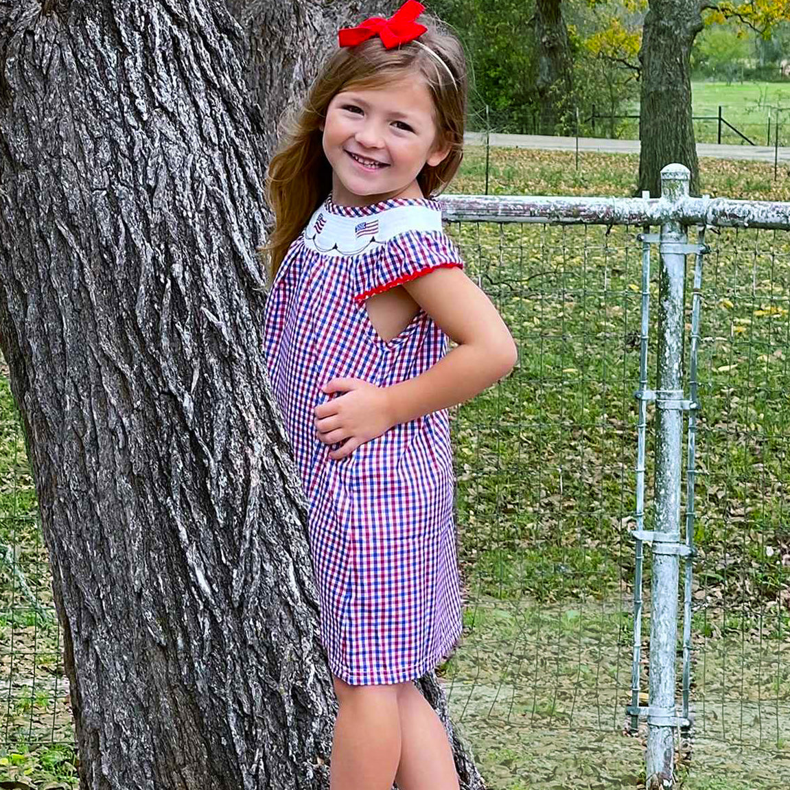 Girls 4th of July Patriotic Flags Stripes with Stars Swing Dress - Horizon Bliss