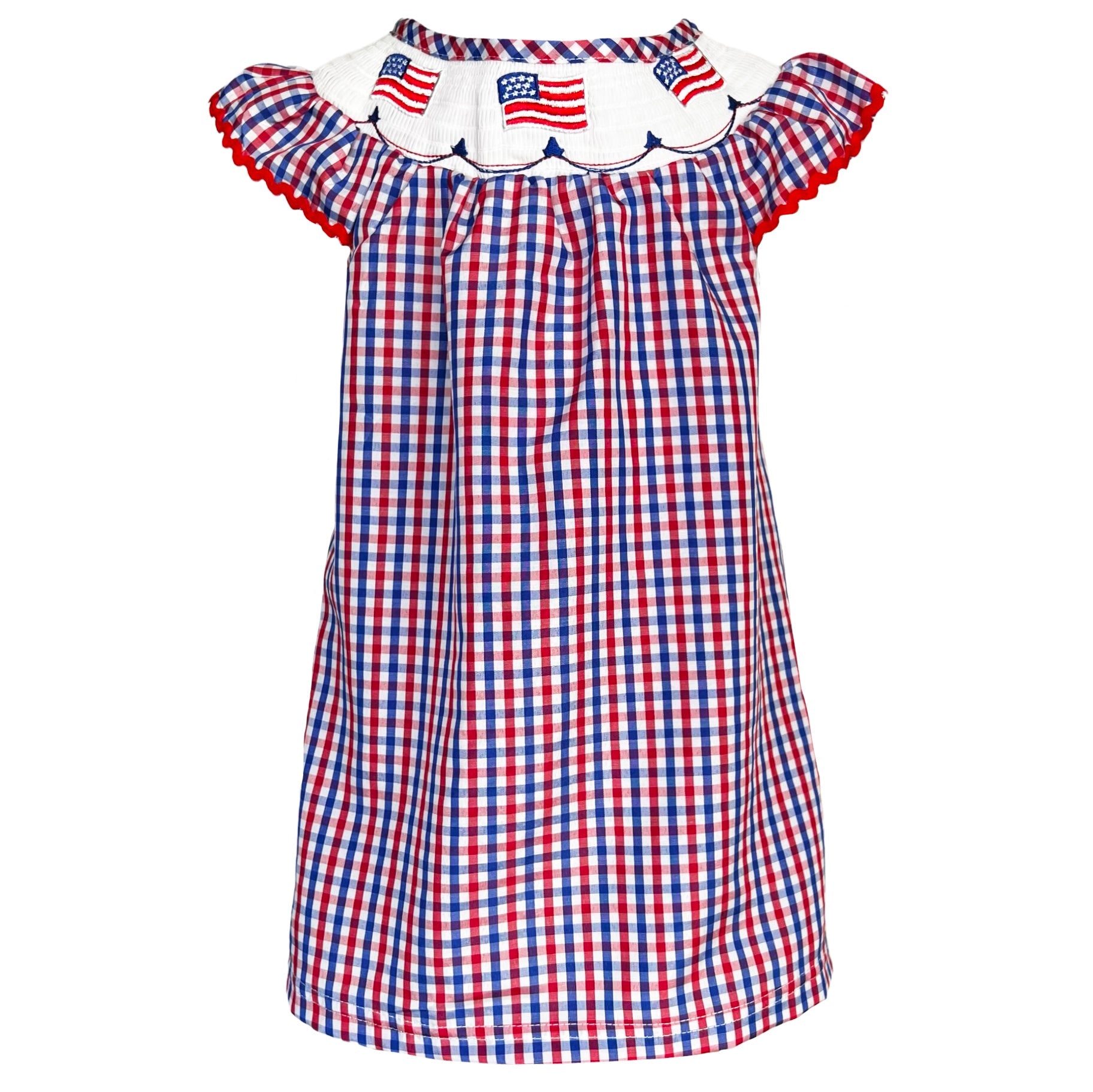 Girls 4th of July Patriotic Flags Stripes with Stars Swing Dress - Horizon Bliss