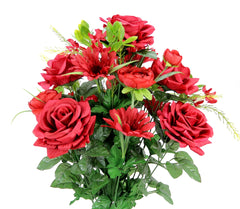 Admired by Nature GPB6428-RED Faux Rose G.Daisy Ranunculus Mixed Flowe