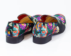 Premium Black Multicolor Floral Loafers for men designer slip on - Horizon Bliss