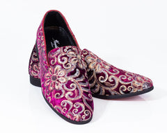 Premium Pink Multicolor Floral  Loafers for men designer slip on - Horizon Bliss