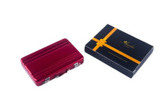 Metal Mens pocket sized Red Business Card Holder / Card Case / - Horizon Bliss