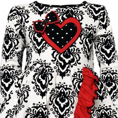 AnnLoren Girls Winter Damask Valentine's Heart Holiday Dress Tunic & - Horizon Bliss