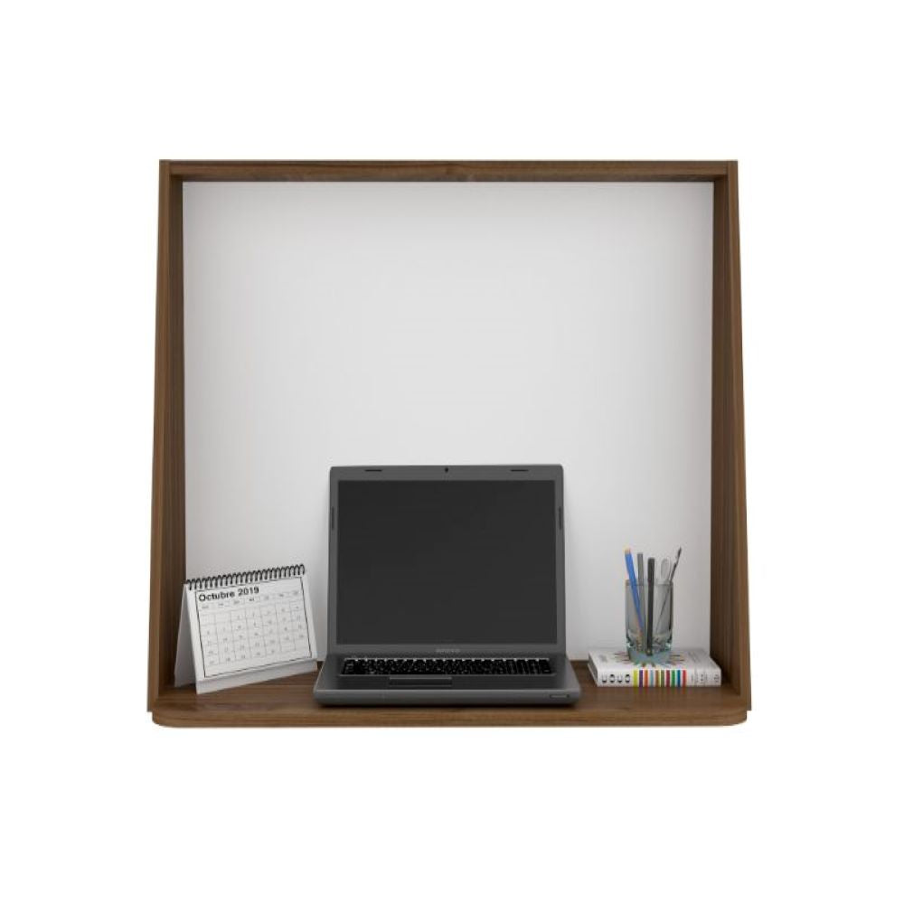 Wall Desk Afrec, Single Shelf, Mahogany / White Finish - Horizon Bliss