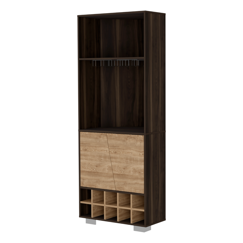 Corner Bar Cabinet Albarr, Ten Wine Cubbies, Two Shelves, Double Door - Horizon Bliss