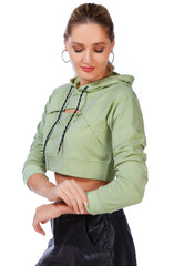 All Relaxed Front Slit Cropped Hoodie