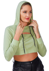 All Relaxed Front Slit Cropped Hoodie