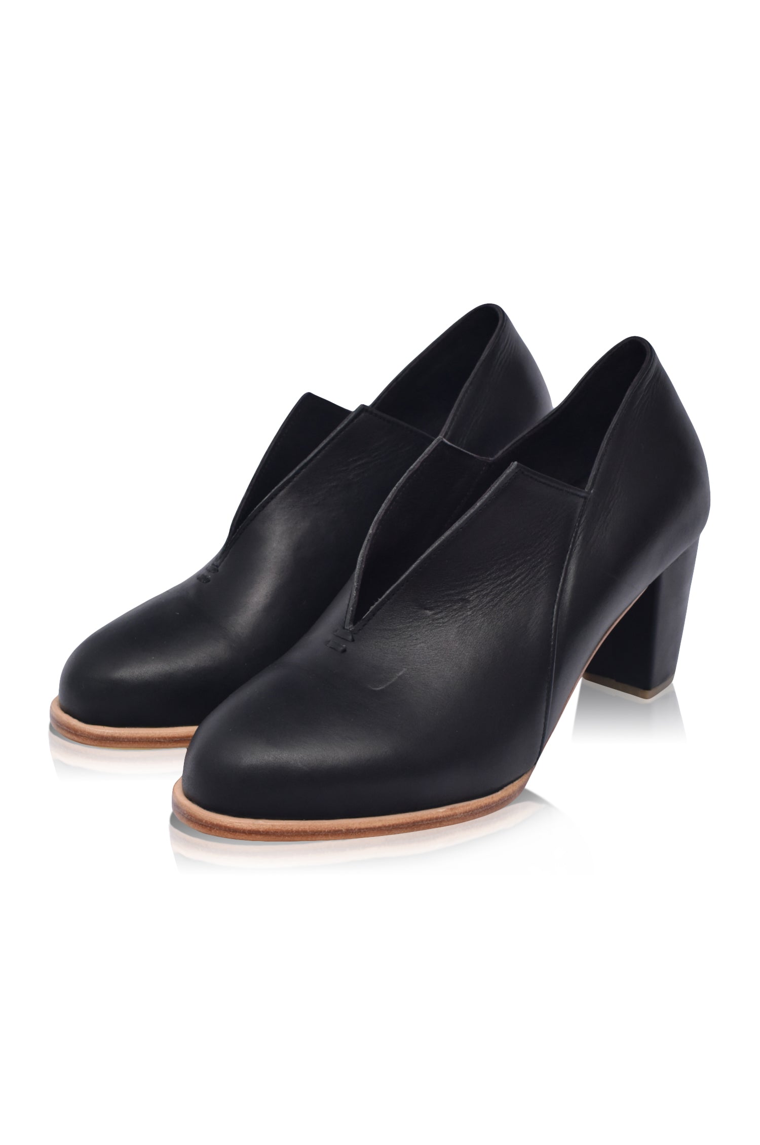 Ange Leather Heel Booties - Horizon Bliss