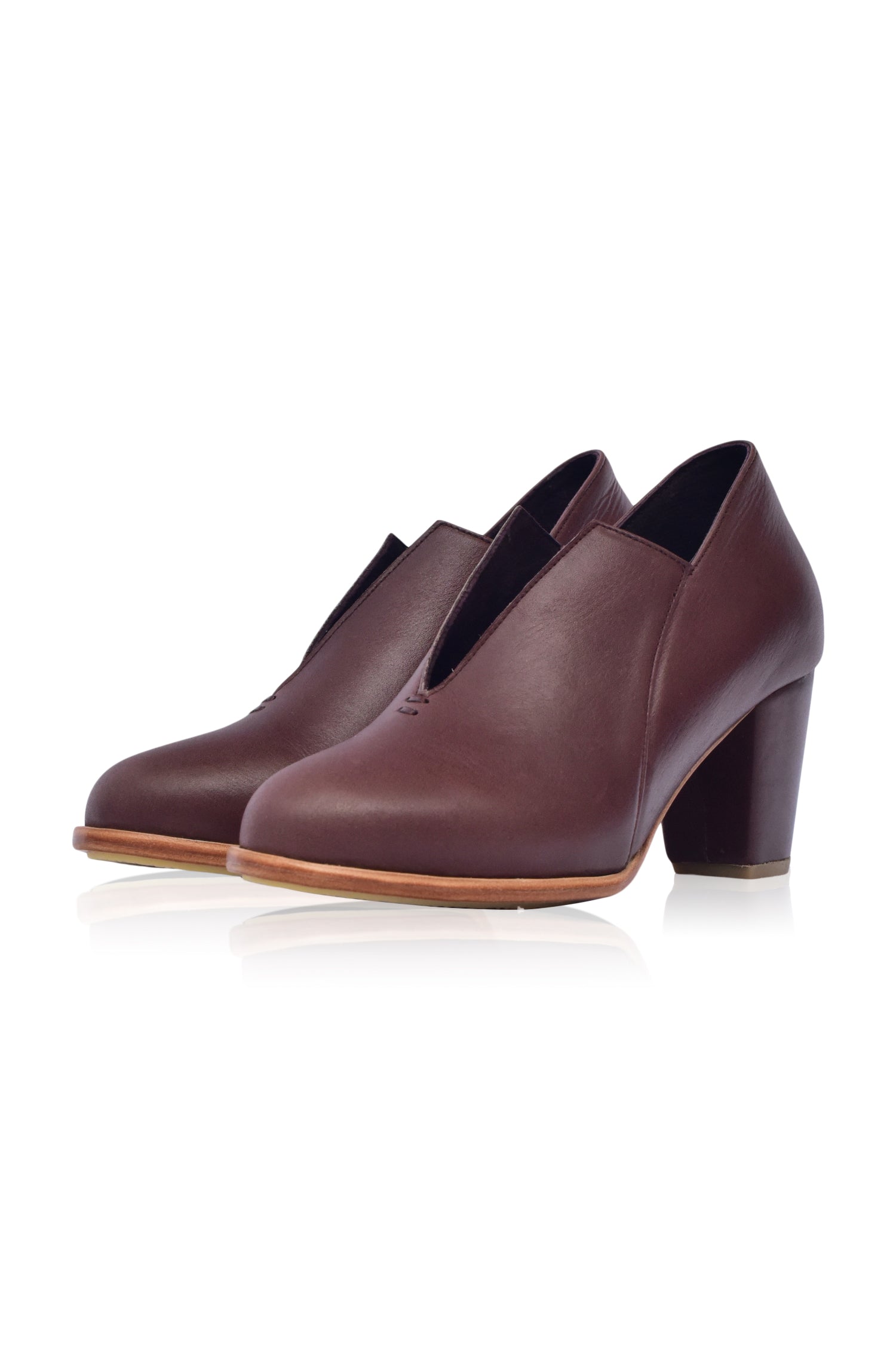 Ange Leather Heel Booties - Horizon Bliss