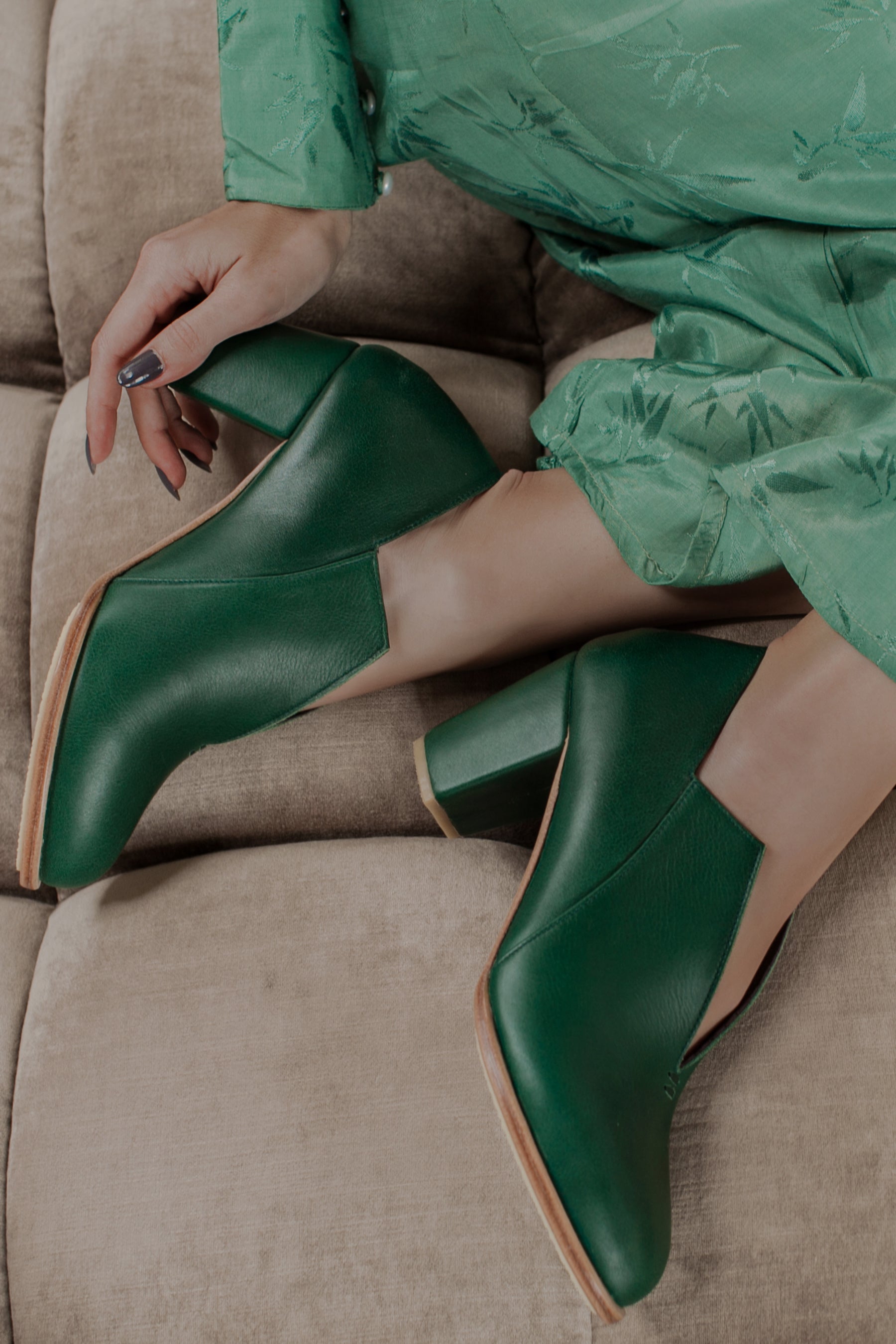 Ange Leather Heel Booties - Horizon Bliss