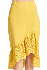 Aster Skirt - Cotton eyelet asymmetric hi-lo skirt - Horizon Bliss