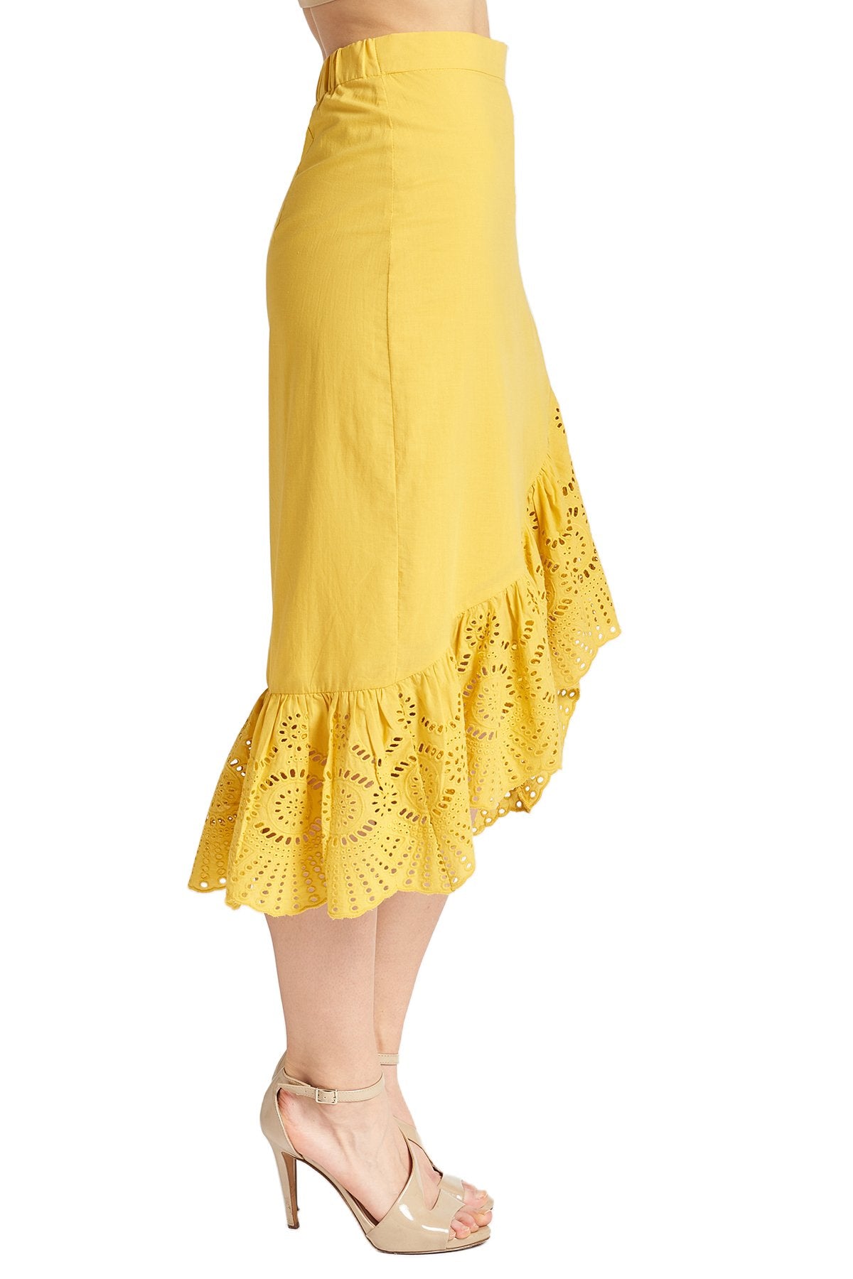 Aster Skirt - Cotton eyelet asymmetric hi-lo skirt - Horizon Bliss