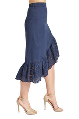 Aster Skirt - Cotton eyelet asymmetric hi-lo skirt - Horizon Bliss