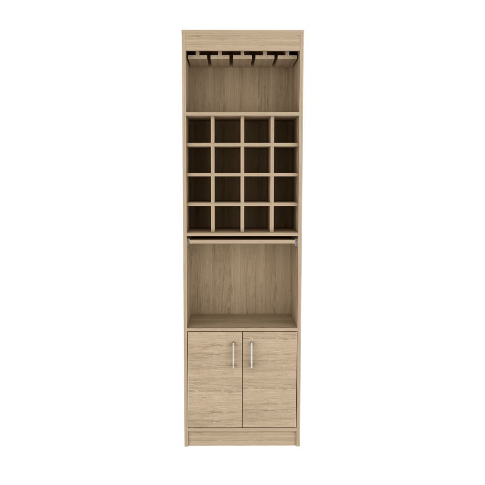 Bar Cabinet Atanasio, Rack, 16 Wine Cubbies, Light Pine Finish - Horizon Bliss