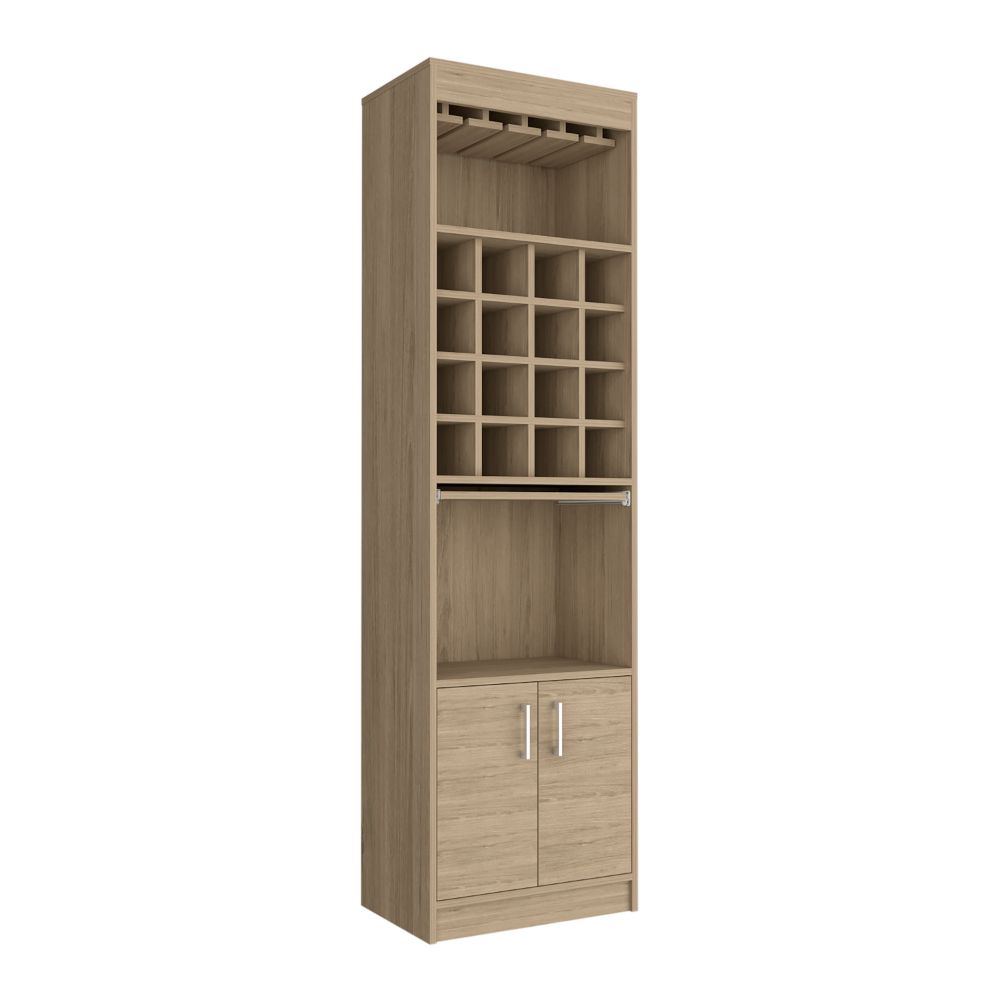 Bar Cabinet Atanasio, Rack, 16 Wine Cubbies, Light Pine Finish - Horizon Bliss