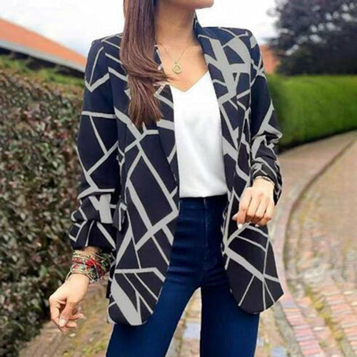 Long Sleeve Women Suit Jacket Turn-down Collar Blazer Coat - Horizon Bliss