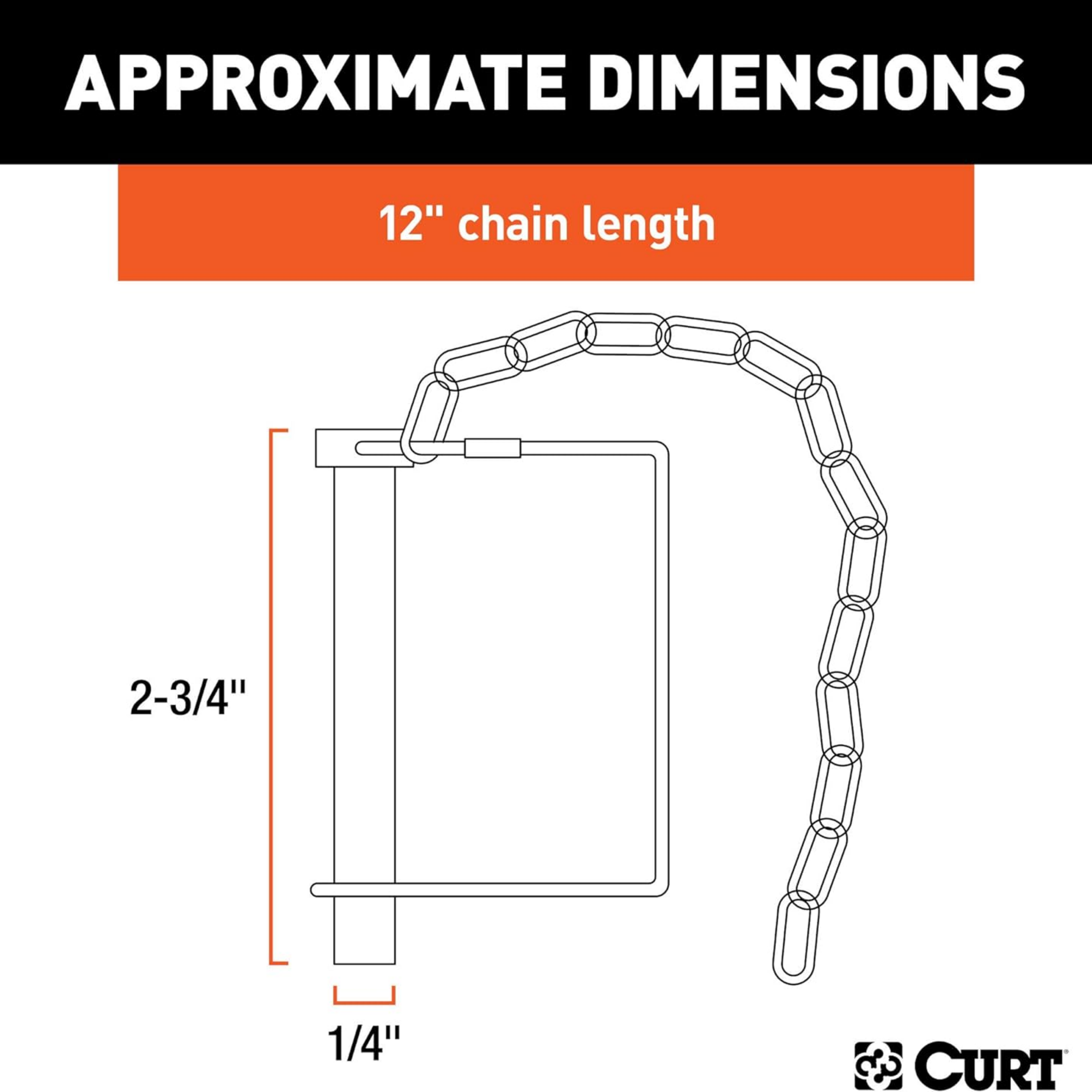 25012 Trailer Coupler Pin with 12-Inch Chain, 1/4-Inch Diameter x 2-3/4-Inch Long - Horizon Bliss