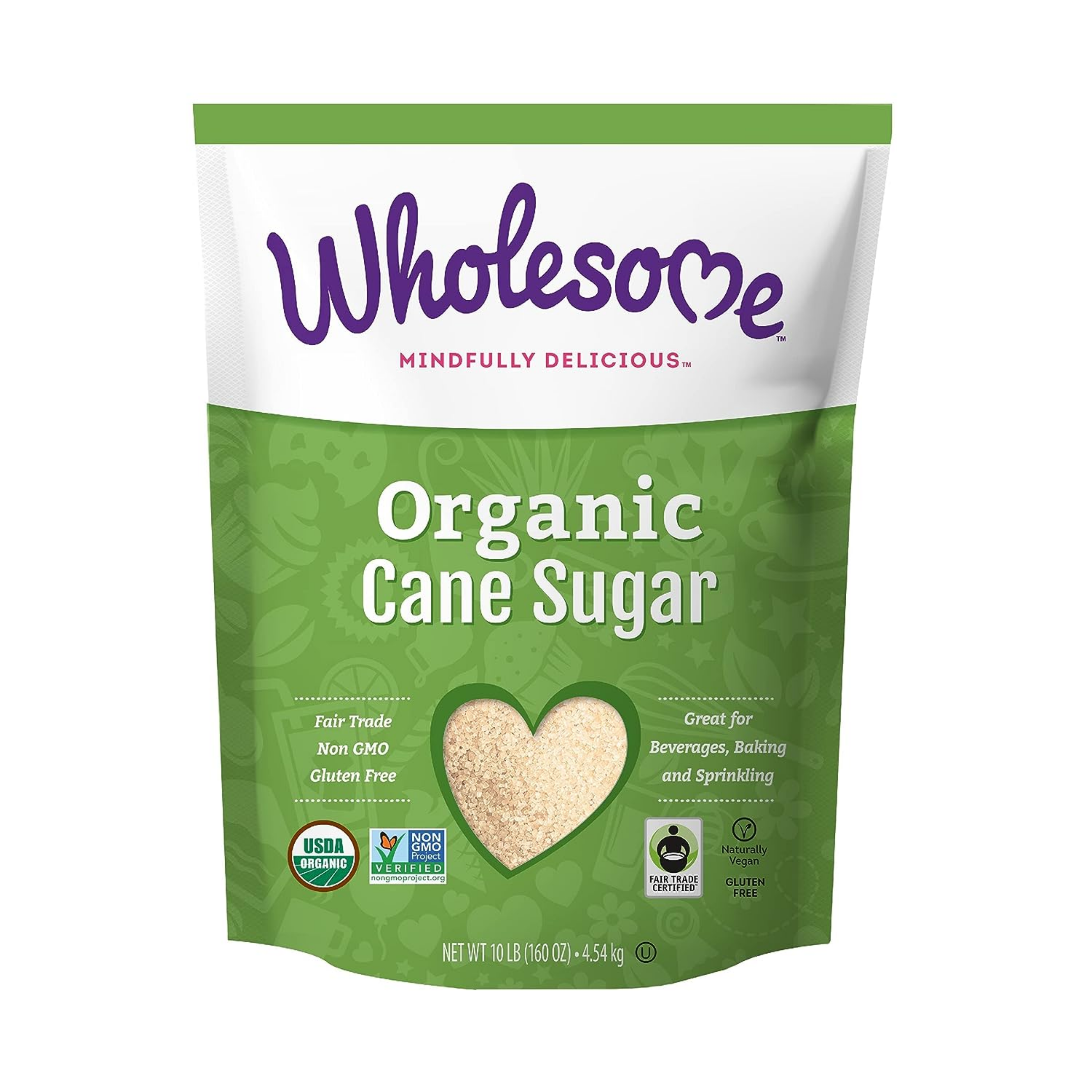 Wholesome Organic Cane Sugar, Fair Trade, Non GMO & Gluten Free, 10 Pound (Pack of 1) - Packaging May Vary - Horizon Bliss