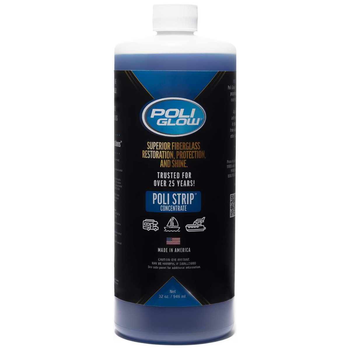 Poli Strip — Completely Removes from Boats & RV Fiberglass Surfaces. Heavy Duty Concentrate. Strips Most Fiberglass Surfaces. - Horizon Bliss