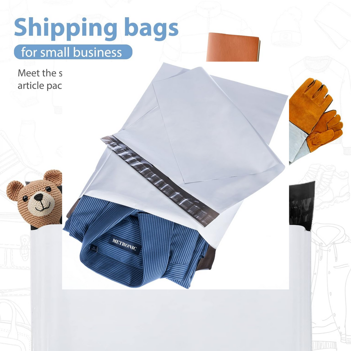 Poly Mailers 10x13 100 Pcs | Medium Shipping Bags for Clothing | Mailing Bags for Small Business, Shipping Envelopes,Packing Bags in White - Horizon Bliss