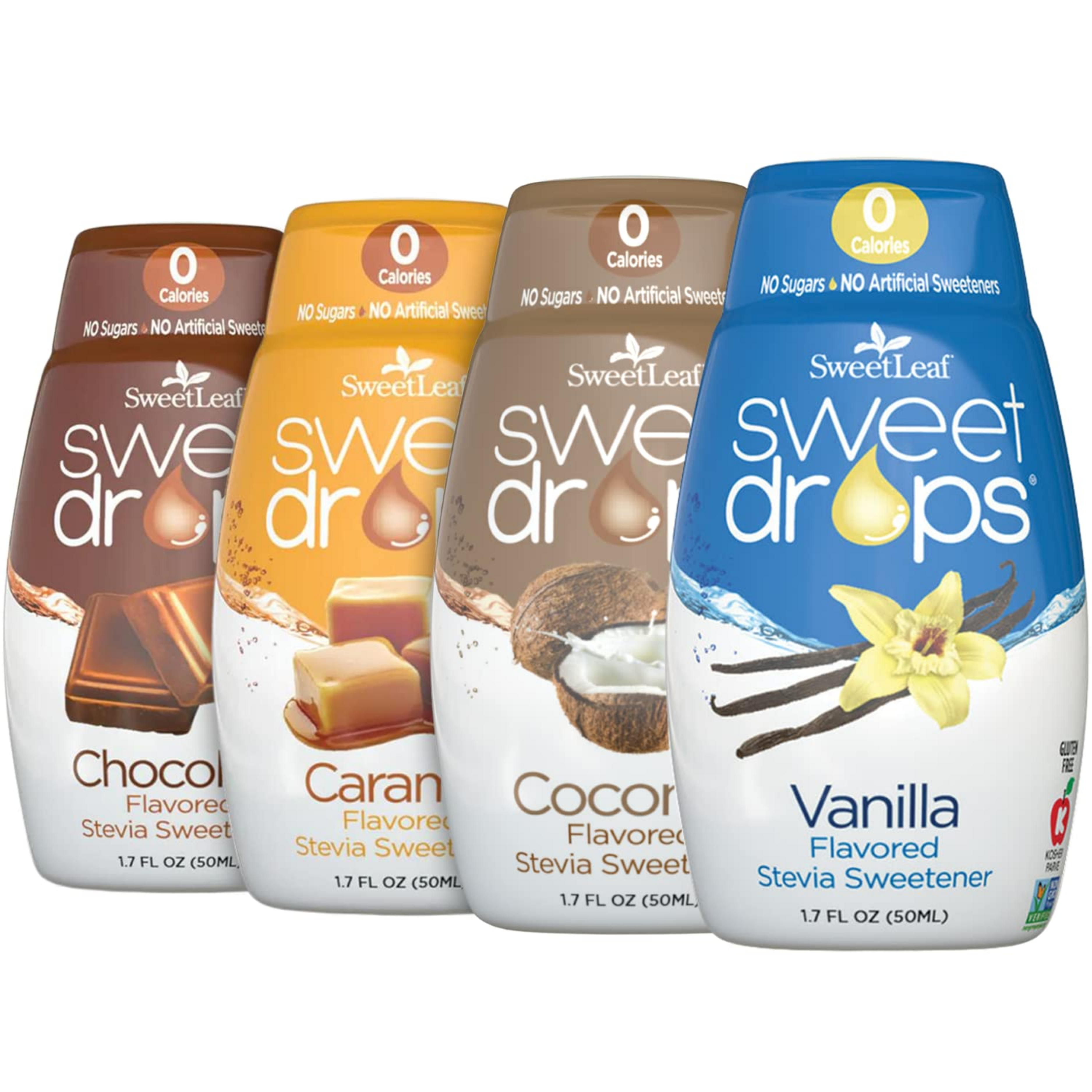 Sweet Drops Stevia Liquid Sweetener Variety Pack - Sweeten and Flavor Foods, Keto Coffee with Sugar Free, Zero Calorie, Non-Glycemic Response SweetLeaf Stevia Drops, 1.7 Fl Oz Ea (Pack of 4) - Horizon Bliss