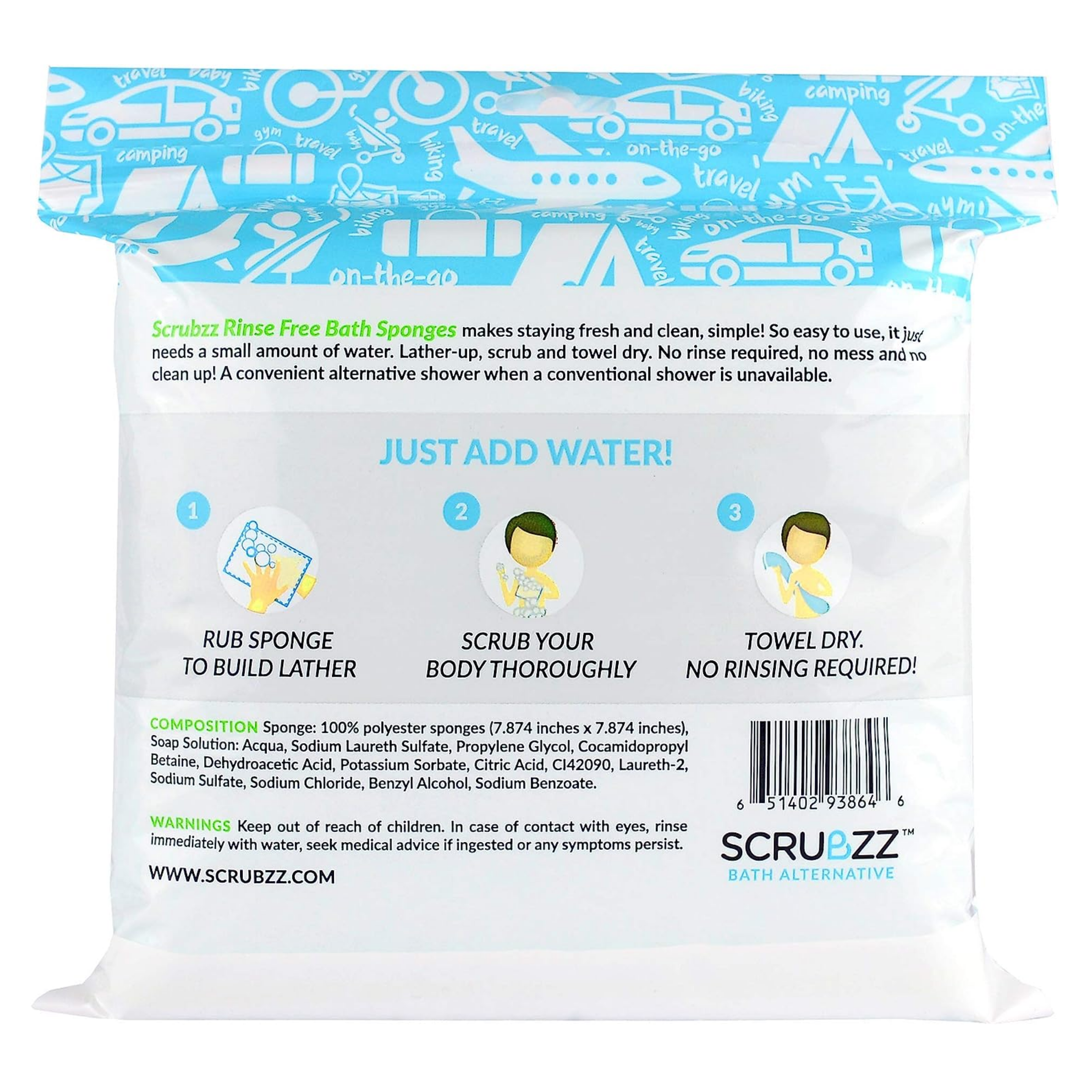 Disposable Rinse Free Bathing Wipes - 25 Pack - All-in-1 Single Use Shower Wipes, Simply Dampen, Lather, and Dry Without Shampoo or Rinsing - Horizon Bliss