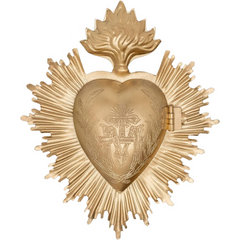 Sacred Heart, Metal Heart Milagro, Gold Heart Box, Ex Voto - Horizon Bliss