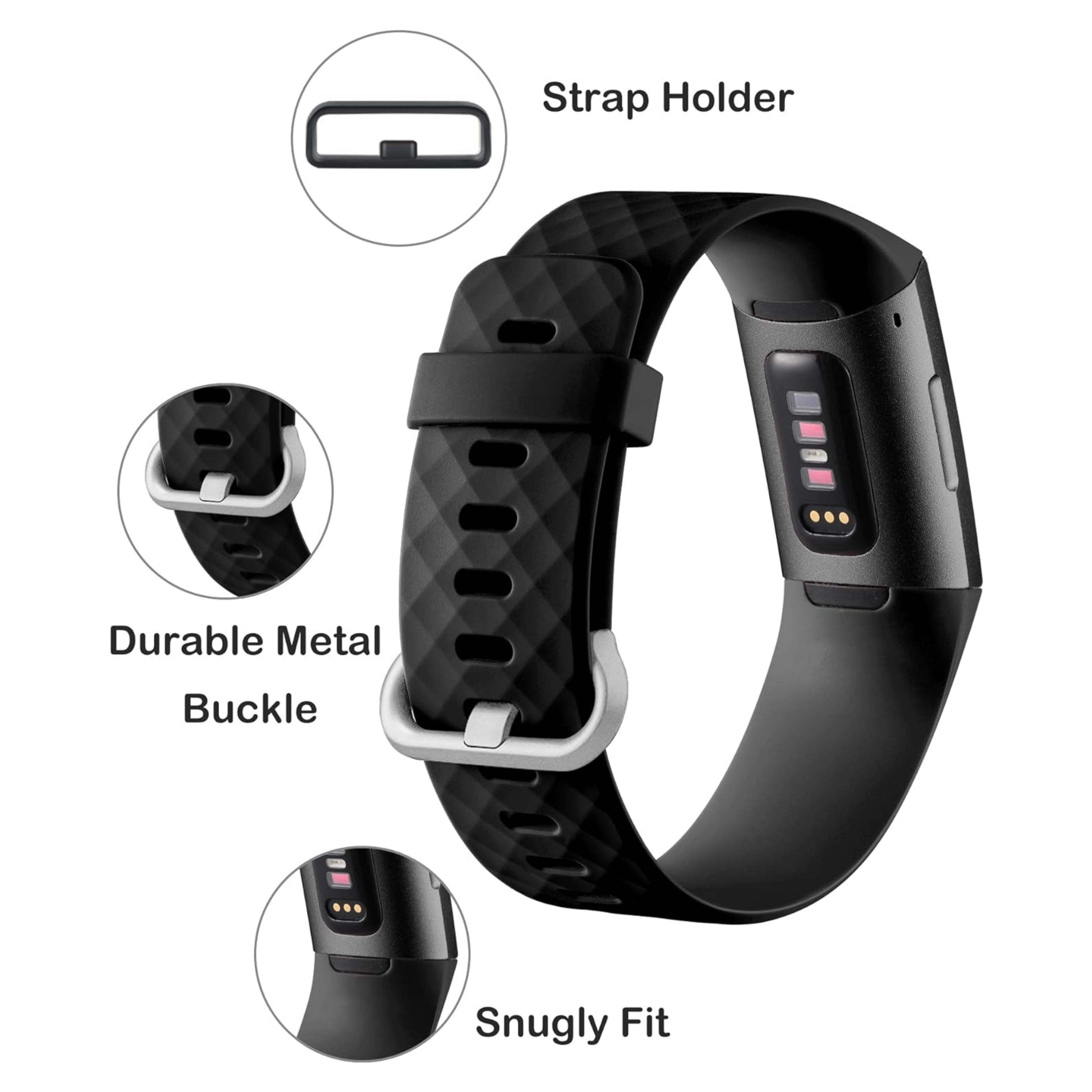 Bands Compatible with Fitbit Charge 4 / Fitbit Charge 3 / Fitbit Charge 3 SE, Waterproof Replacement Watch Strap Fitness Sport Band Wristband for Women Men, Large, Black - Horizon Bliss