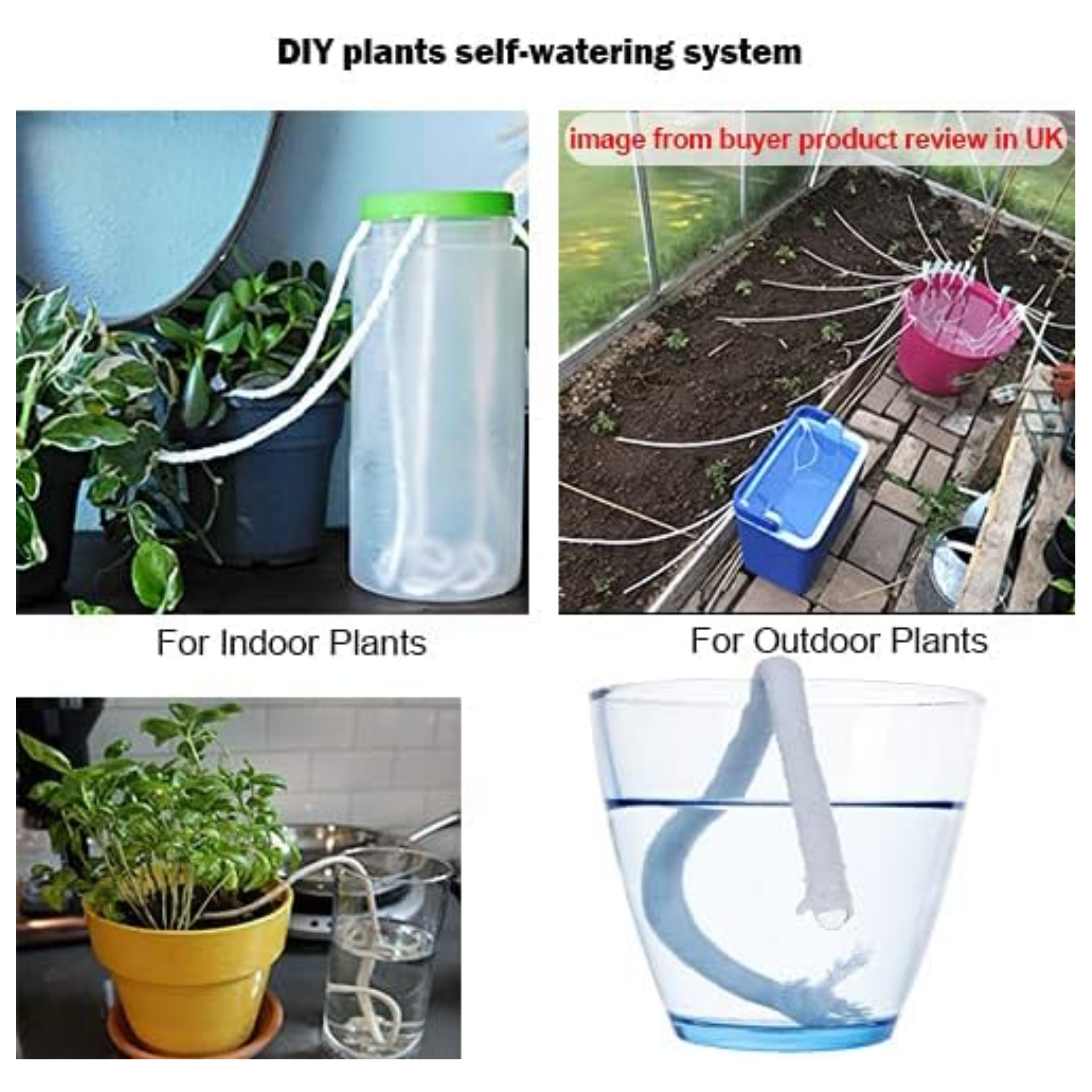 30 feet 1/6 inch Self Watering Capillary Wick Cord Vacation Plant Sitter DIY Hydroponic Wicking Self-Watering Planter Pot Automatic Water System Device Potted Violet Auto Seedling Waterer Rope - Horizon Bliss