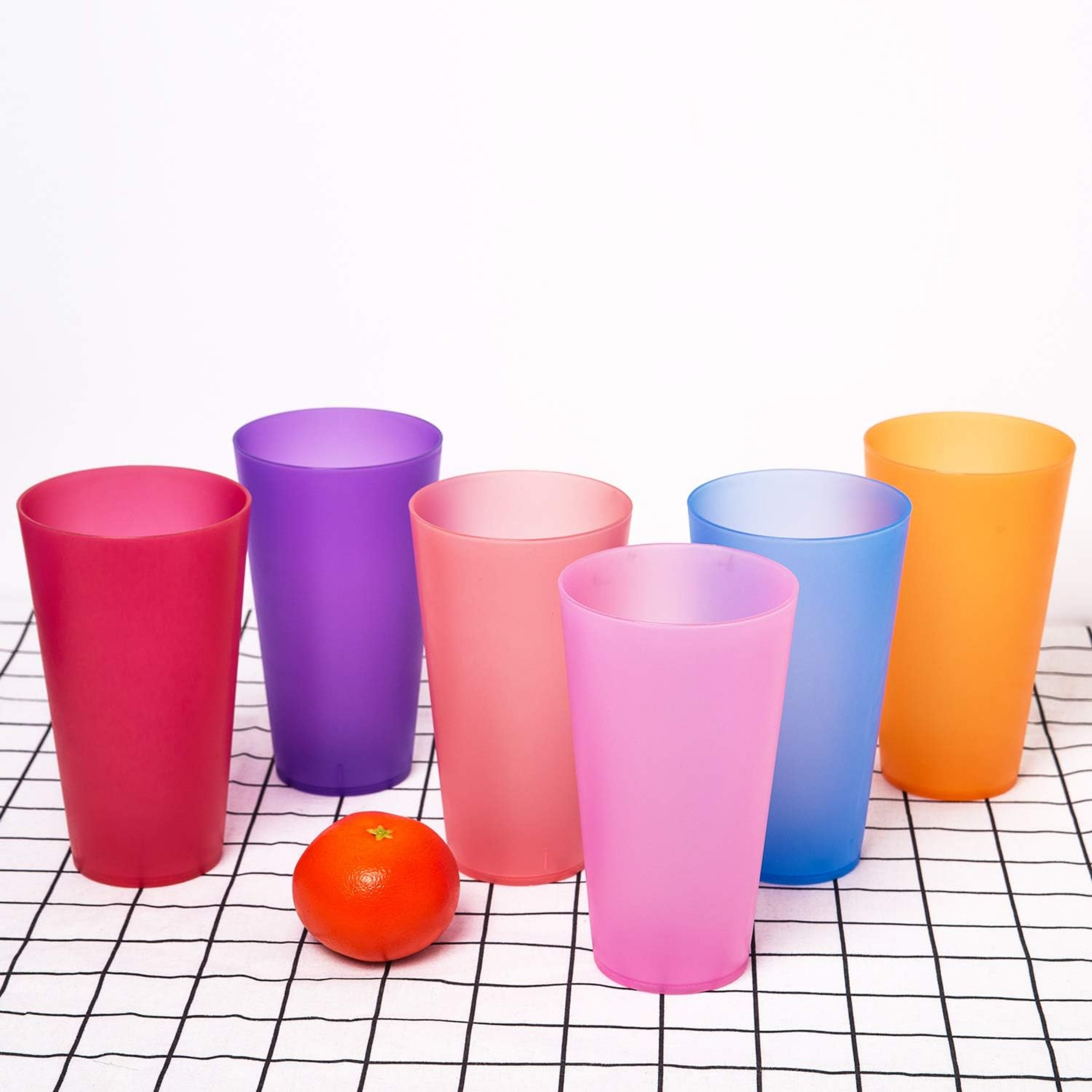 32-ounce Plastic Tumblers/Large Drinking Glasses/Party Cups/Iced Tea Glasses Set of 12,6 Assorted Colors| Unbreakable, Dishwasher Safe, BPA Free - Horizon Bliss