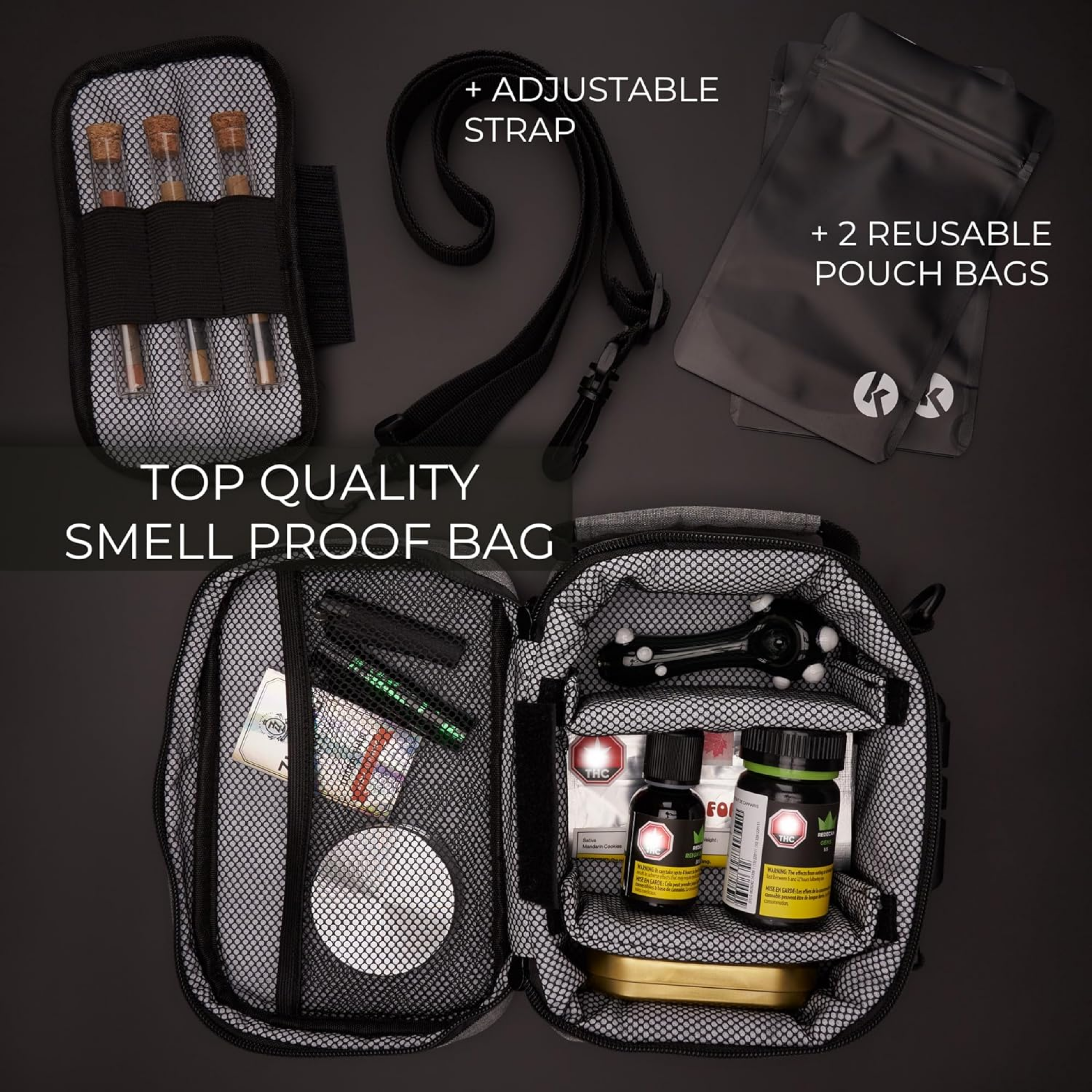 Discrete Smell Proof Odorless Bag With Easy Use Combination Lock - The Perfect Storage Container, Medicine Bag, And Organizer Case For Your Accessories That Blocks Out Smells And Strong Odors - Horizon Bliss