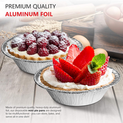 5 Inch Aluminum Foil Pie Pans (50 Count) - Disposable & Recyclable Mini Pie Pans - Foil Pie Tin for Bakeries, Cafes, Restaurants - Durable Mini Foil Pans for Pies, Fruit Tarts, Quiche - Horizon Bliss