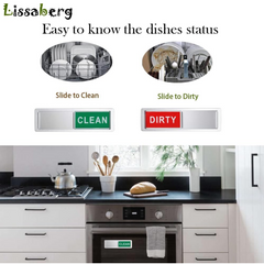 Dishwasher Clean Dirty Magnet Sign, Lissaberg Slide Funny Indicator Better Kitchen Organization Non-Scratching & Water Resistant Upgrade Strong Magnet Sign Shuttle Only Push It (Sliver) - Horizon Bliss