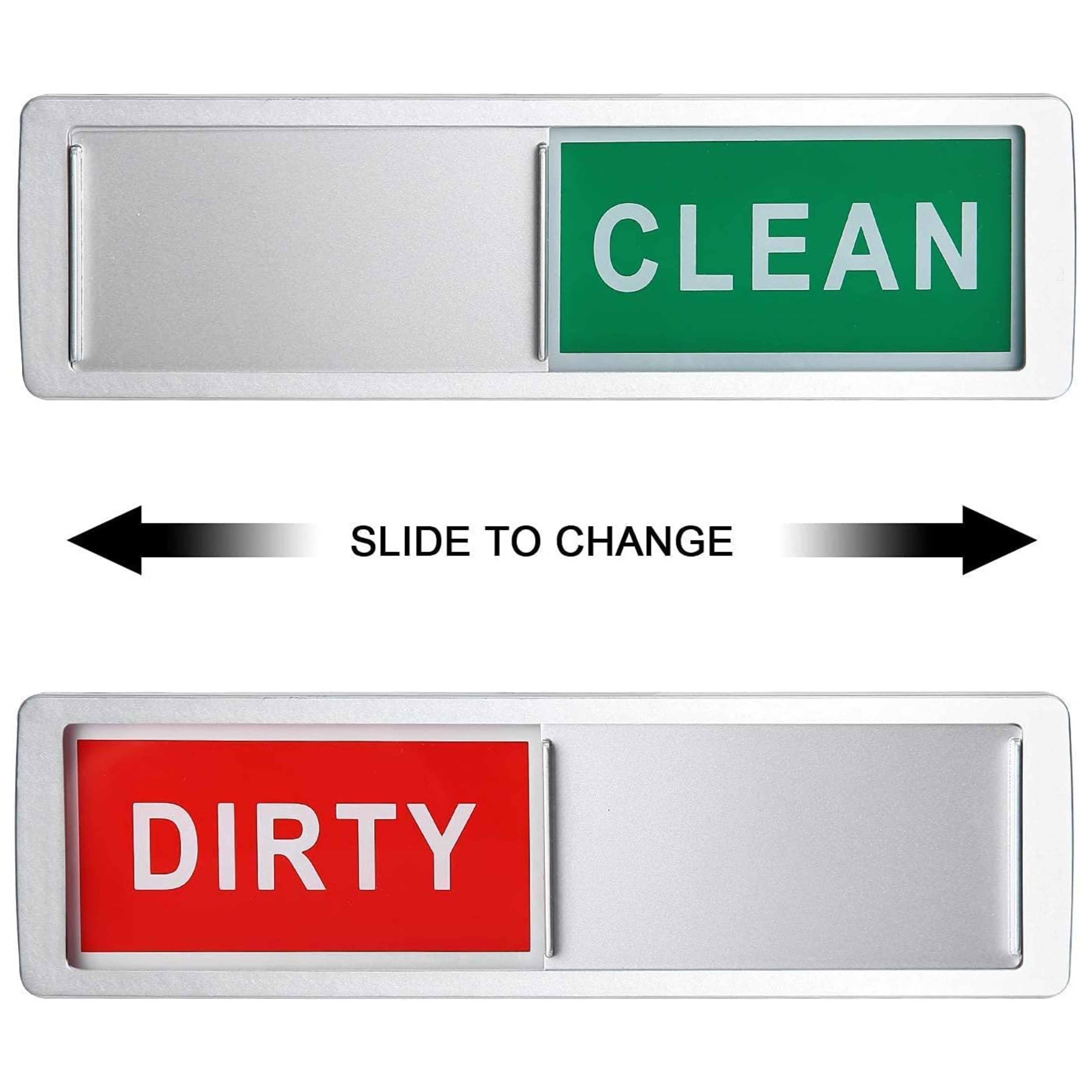 Dishwasher Clean Dirty Magnet Sign, Lissaberg Slide Funny Indicator Better Kitchen Organization Non-Scratching & Water Resistant Upgrade Strong Magnet Sign Shuttle Only Push It (Sliver) - Horizon Bliss