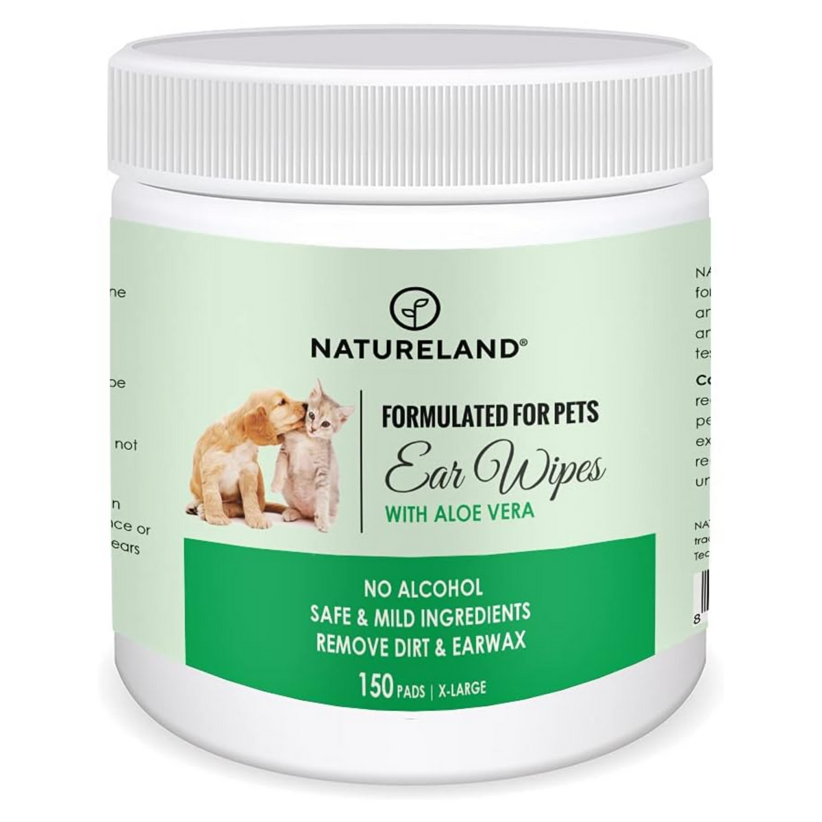 [150 pcs Extra-Large] Natureland Dog Ear Wipes - Extra Large Pads [170%] - Otic Cleaning Wipes for Infections and Controlling Ear Infections and Ear Odor in Pets - Horizon Bliss