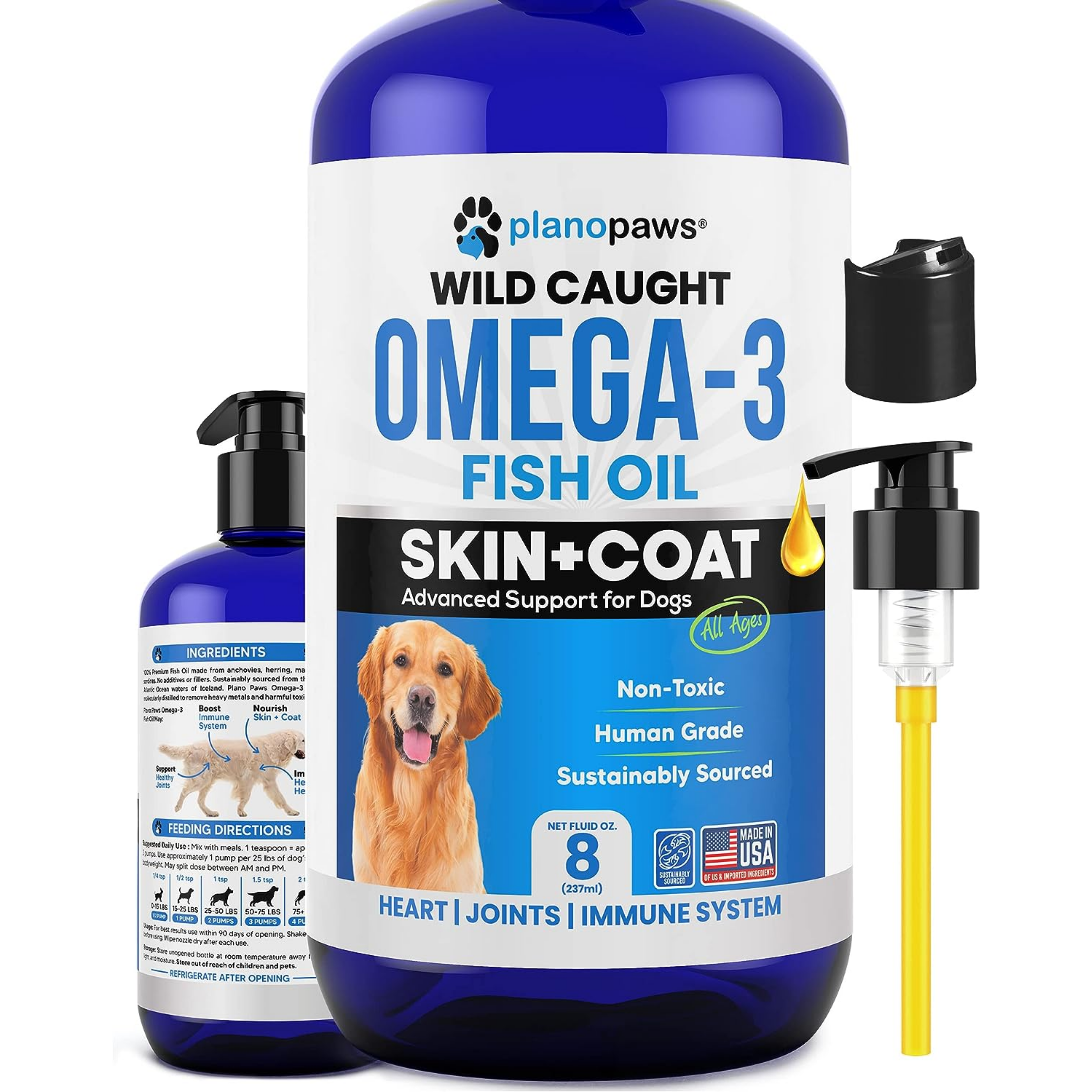 Omega 3 Fish Oil for Dogs - Better Than Salmon Oil for Dogs - Dog Fish Oil Supplement for Shedding, Allergy, Itch Relief - Supports Dry Skin, Joints - Dog Skin and Coat Supplement - Fish Oil Liquid