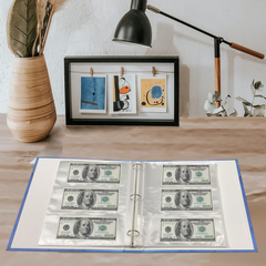 Currency Sleeves,50Pcs Page Protectors for 3 Ring Binder, 3-Pocket Banknote Sleeves, 8.5 x 11, Dollar Bill Holder for Collectors, Paper Sleeves for Currency Holder, Banknotes Album, Money Binder - Horizon Bliss